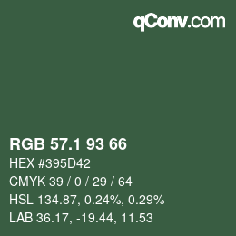 カラーコード: RGB 57.1 93 66 | qconv.com