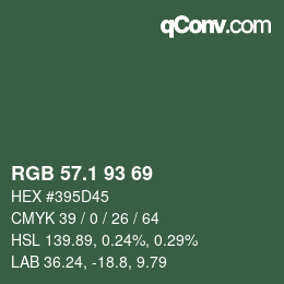 カラーコード: RGB 57.1 93 69 | qconv.com