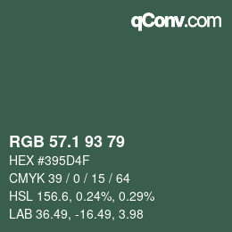 カラーコード: RGB 57.1 93 79 | qconv.com