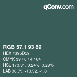 Color code: RGB 57.1 93 89 | qconv.com