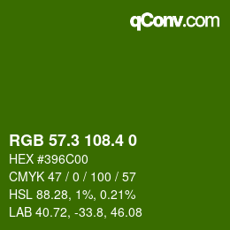カラーコード: RGB 57.3 108.4 0 | qconv.com