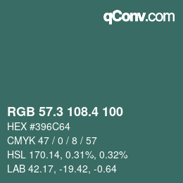 カラーコード: RGB 57.3 108.4 100 | qconv.com