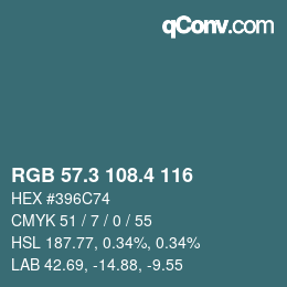 カラーコード: RGB 57.3 108.4 116 | qconv.com