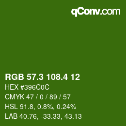 カラーコード: RGB 57.3 108.4 12 | qconv.com