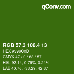 カラーコード: RGB 57.3 108.4 13 | qconv.com