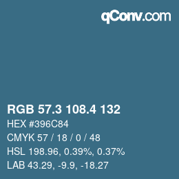 カラーコード: RGB 57.3 108.4 132 | qconv.com