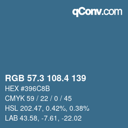 カラーコード: RGB 57.3 108.4 139 | qconv.com