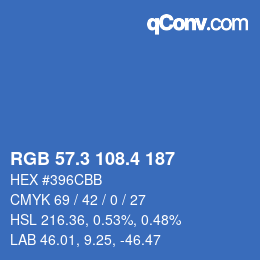 カラーコード: RGB 57.3 108.4 187 | qconv.com