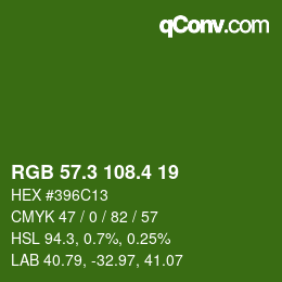 カラーコード: RGB 57.3 108.4 19 | qconv.com