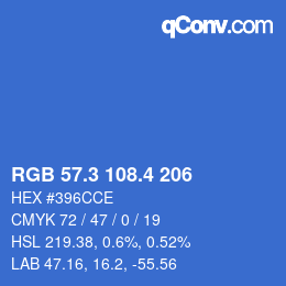 カラーコード: RGB 57.3 108.4 206 | qconv.com