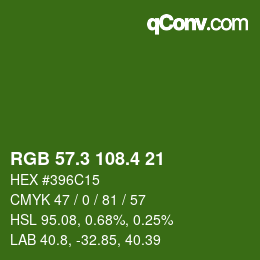 カラーコード: RGB 57.3 108.4 21 | qconv.com