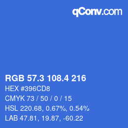 カラーコード: RGB 57.3 108.4 216 | qconv.com