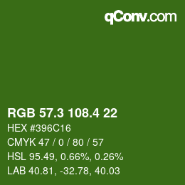 カラーコード: RGB 57.3 108.4 22 | qconv.com