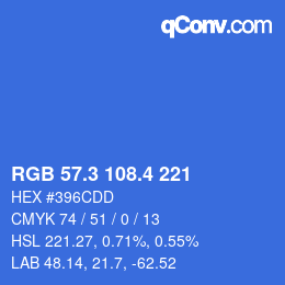 カラーコード: RGB 57.3 108.4 221 | qconv.com