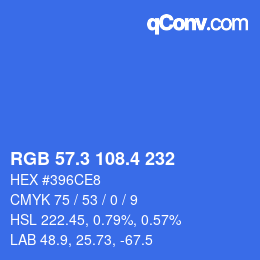 カラーコード: RGB 57.3 108.4 232 | qconv.com
