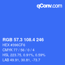カラーコード: RGB 57.3 108.4 246 | qconv.com