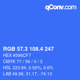 カラーコード: RGB 57.3 108.4 247 | qconv.com