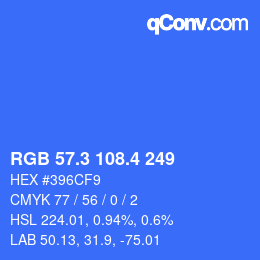 カラーコード: RGB 57.3 108.4 249 | qconv.com