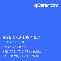 カラーコード: RGB 57.3 108.4 251 | qconv.com