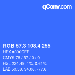カラーコード: RGB 57.3 108.4 255 | qconv.com