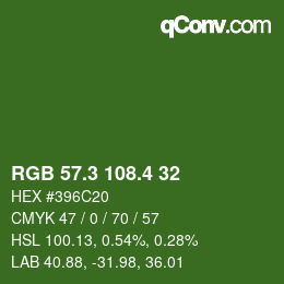 カラーコード: RGB 57.3 108.4 32 | qconv.com