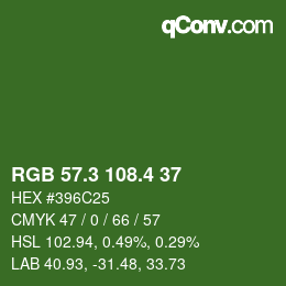 カラーコード: RGB 57.3 108.4 37 | qconv.com