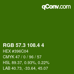 カラーコード: RGB 57.3 108.4 4 | qconv.com