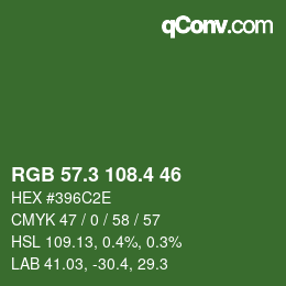 カラーコード: RGB 57.3 108.4 46 | qconv.com