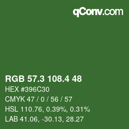 カラーコード: RGB 57.3 108.4 48 | qconv.com