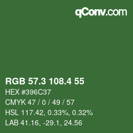 カラーコード: RGB 57.3 108.4 55 | qconv.com