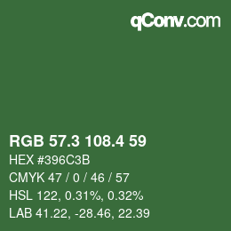 カラーコード: RGB 57.3 108.4 59 | qconv.com