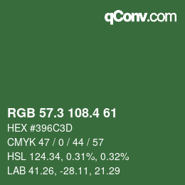 カラーコード: RGB 57.3 108.4 61 | qconv.com
