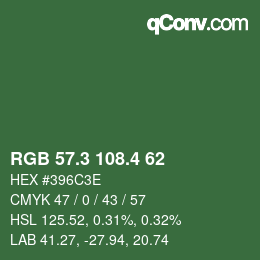 カラーコード: RGB 57.3 108.4 62 | qconv.com