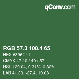 カラーコード: RGB 57.3 108.4 65 | qconv.com