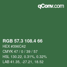 カラーコード: RGB 57.3 108.4 66 | qconv.com
