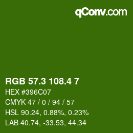カラーコード: RGB 57.3 108.4 7 | qconv.com