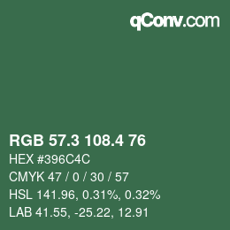 カラーコード: RGB 57.3 108.4 76 | qconv.com