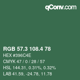 カラーコード: RGB 57.3 108.4 78 | qconv.com