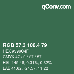 カラーコード: RGB 57.3 108.4 79 | qconv.com