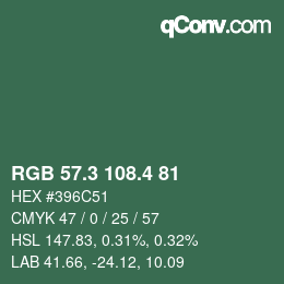 カラーコード: RGB 57.3 108.4 81 | qconv.com