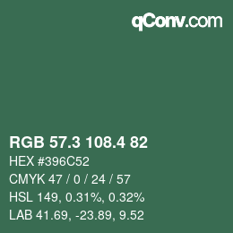 カラーコード: RGB 57.3 108.4 82 | qconv.com
