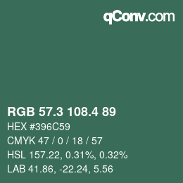 カラーコード: RGB 57.3 108.4 89 | qconv.com