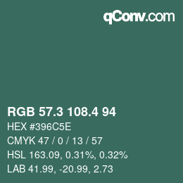 カラーコード: RGB 57.3 108.4 94 | qconv.com