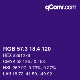 カラーコード: RGB 57.3 18.4 120 | qconv.com