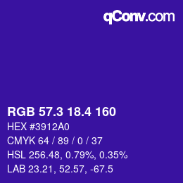 カラーコード: RGB 57.3 18.4 160 | qconv.com