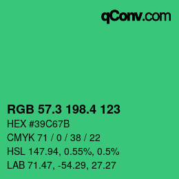 カラーコード: RGB 57.3 198.4 123 | qconv.com