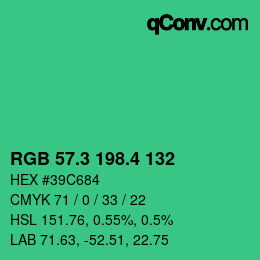 カラーコード: RGB 57.3 198.4 132 | qconv.com