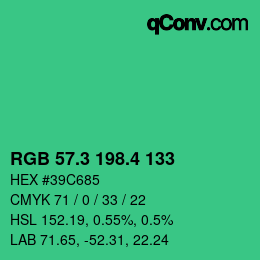カラーコード: RGB 57.3 198.4 133 | qconv.com