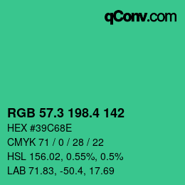 カラーコード: RGB 57.3 198.4 142 | qconv.com