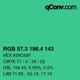 カラーコード: RGB 57.3 198.4 143 | qconv.com